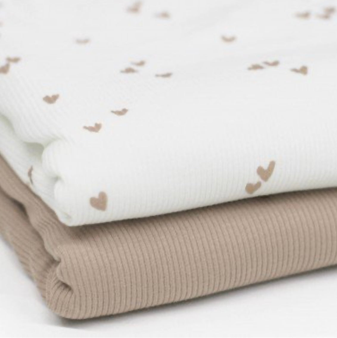 Rib Jersey med hjärtan Light beige