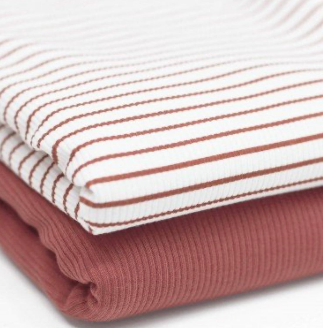 Ribbad Jersey randig clay pink
