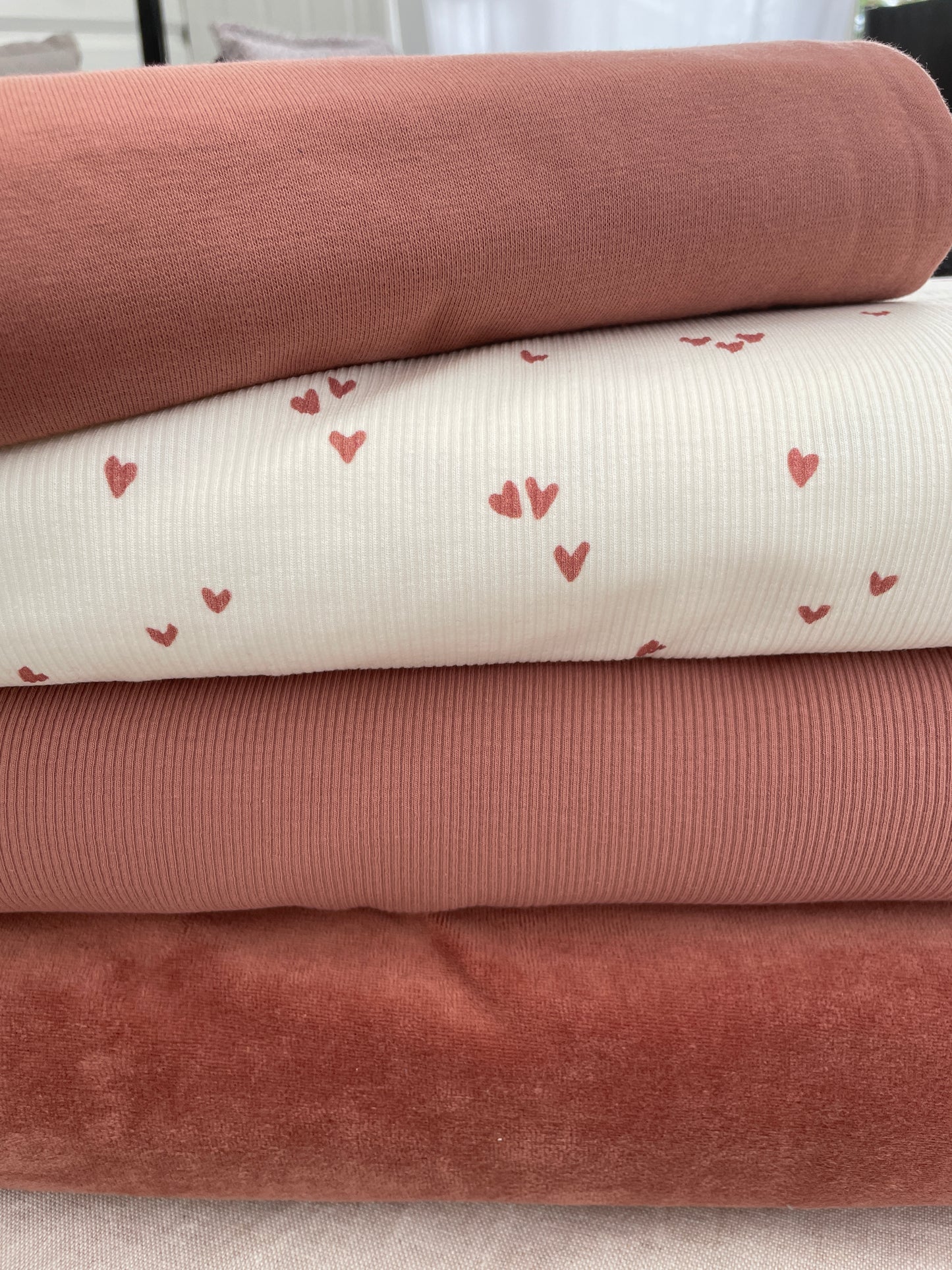 Rib Jersey med hjärtan Clay pink