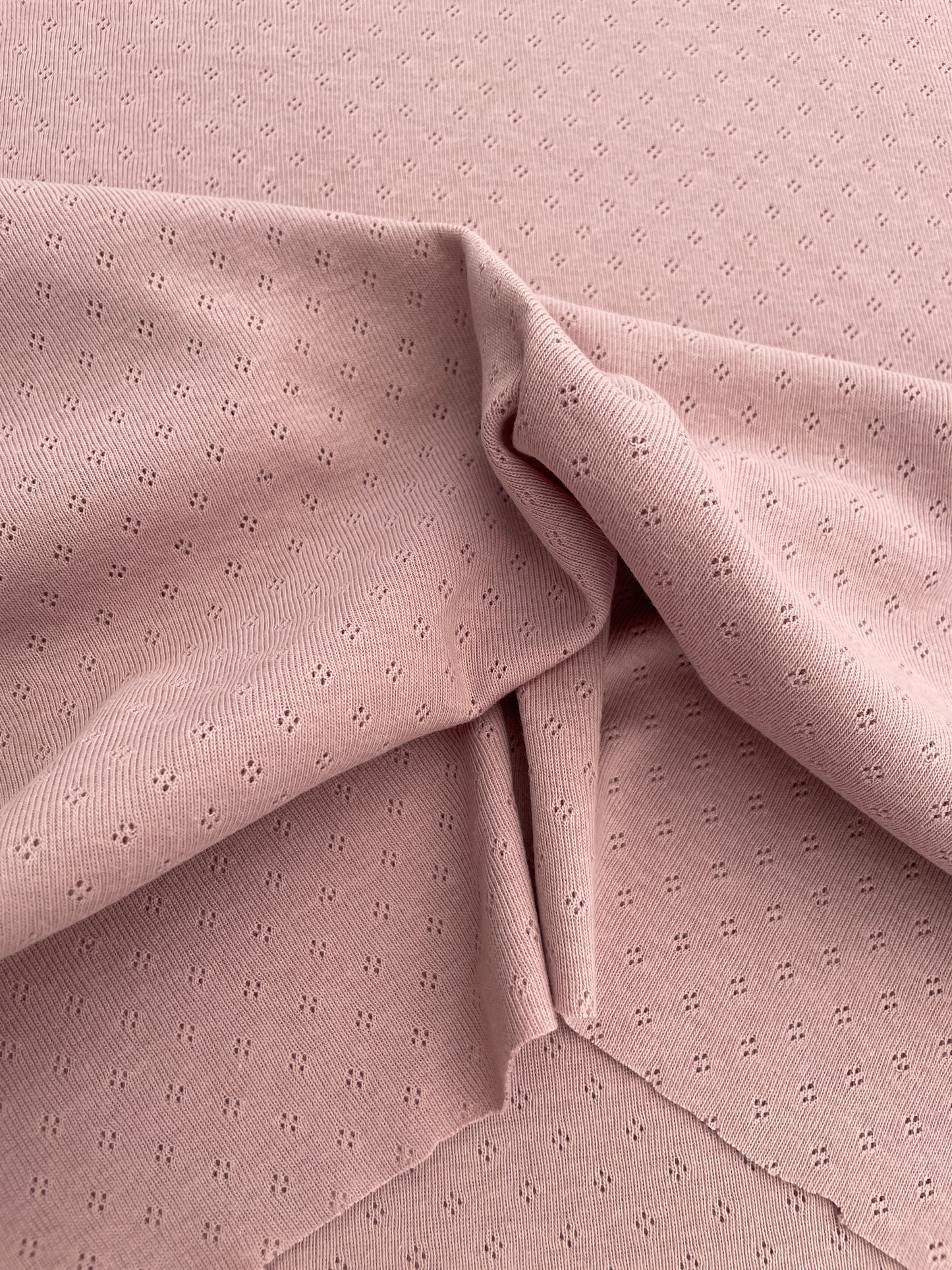 Pointelle bomull jersey Old Pink