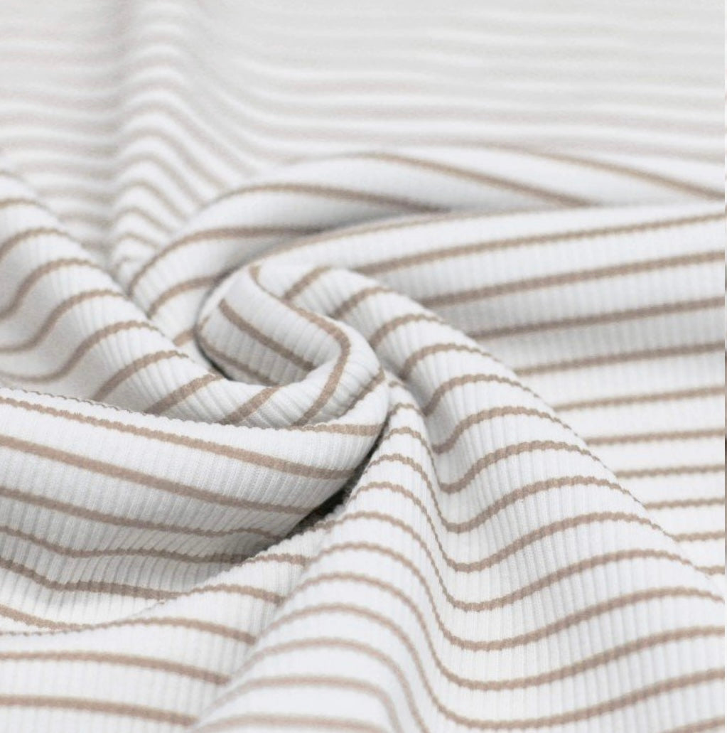 Ribbad Jersey randig ljus beige