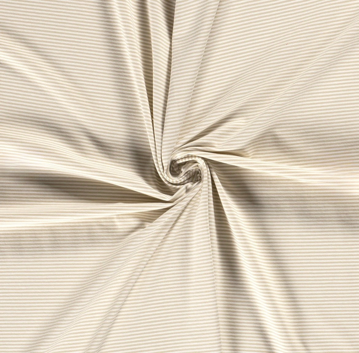 Randig jersey, stickade ränder, beige