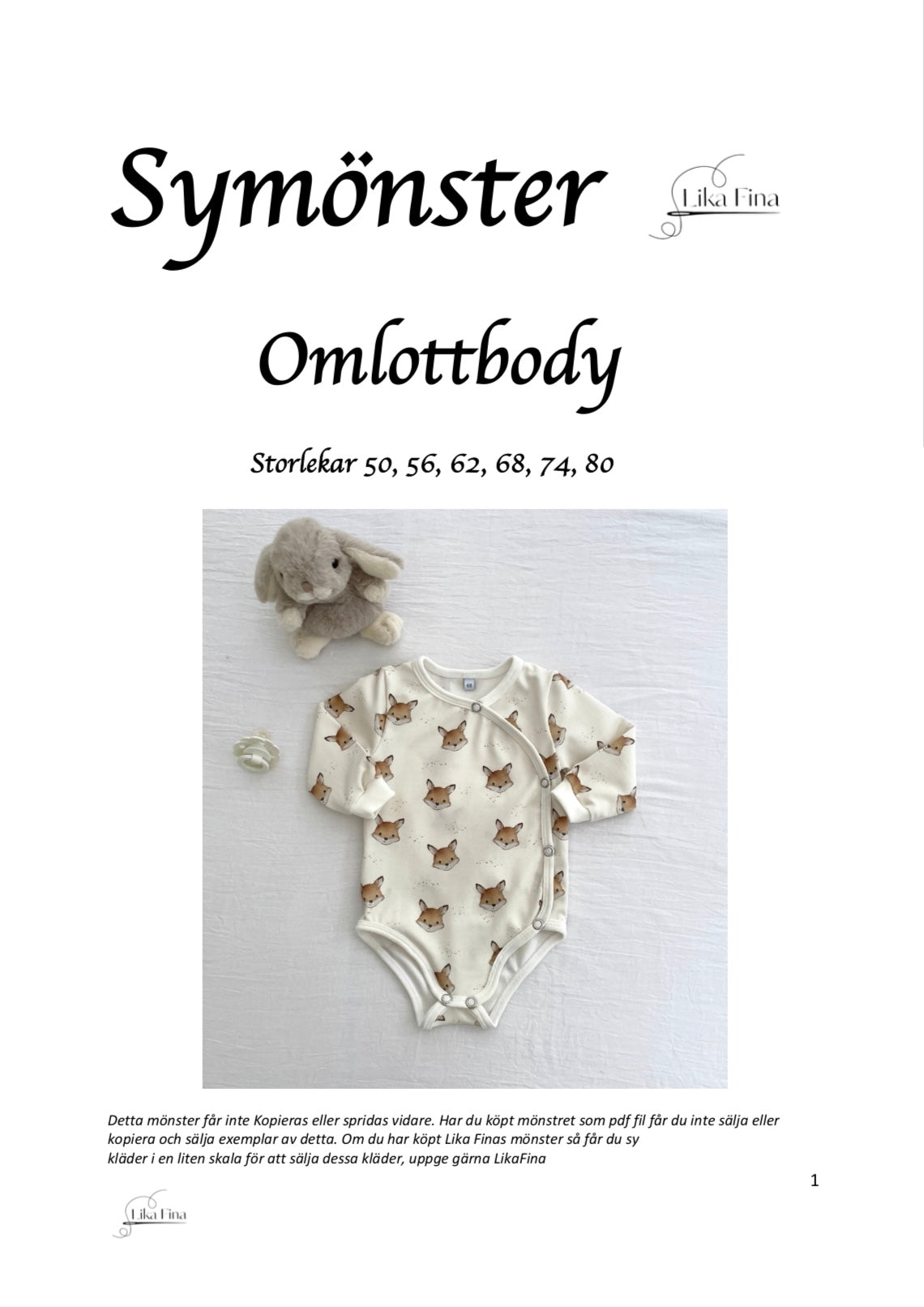 Symönster Omlottbody Stl 50, 56, 62, 68, 74, 80