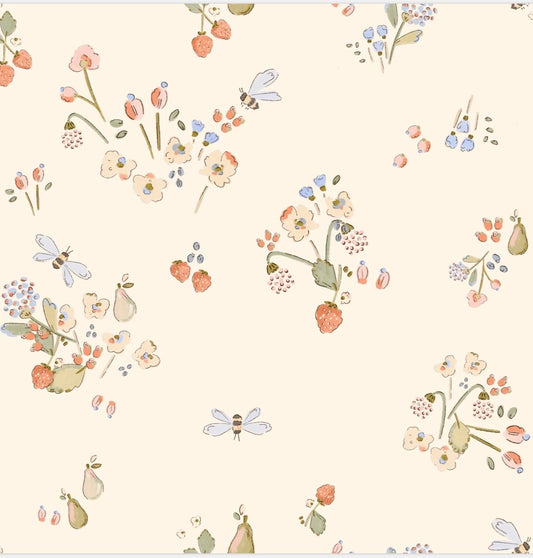 Trikåtyg blommor o bin