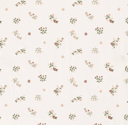 Trikåtyg småblommig offwhite