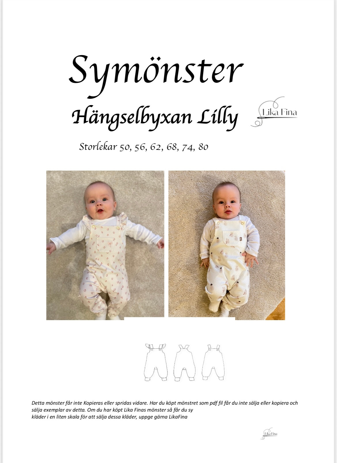 Symönster - Hängselbyxan Lilly Stl 50, 56, 62, 68, 74, 80