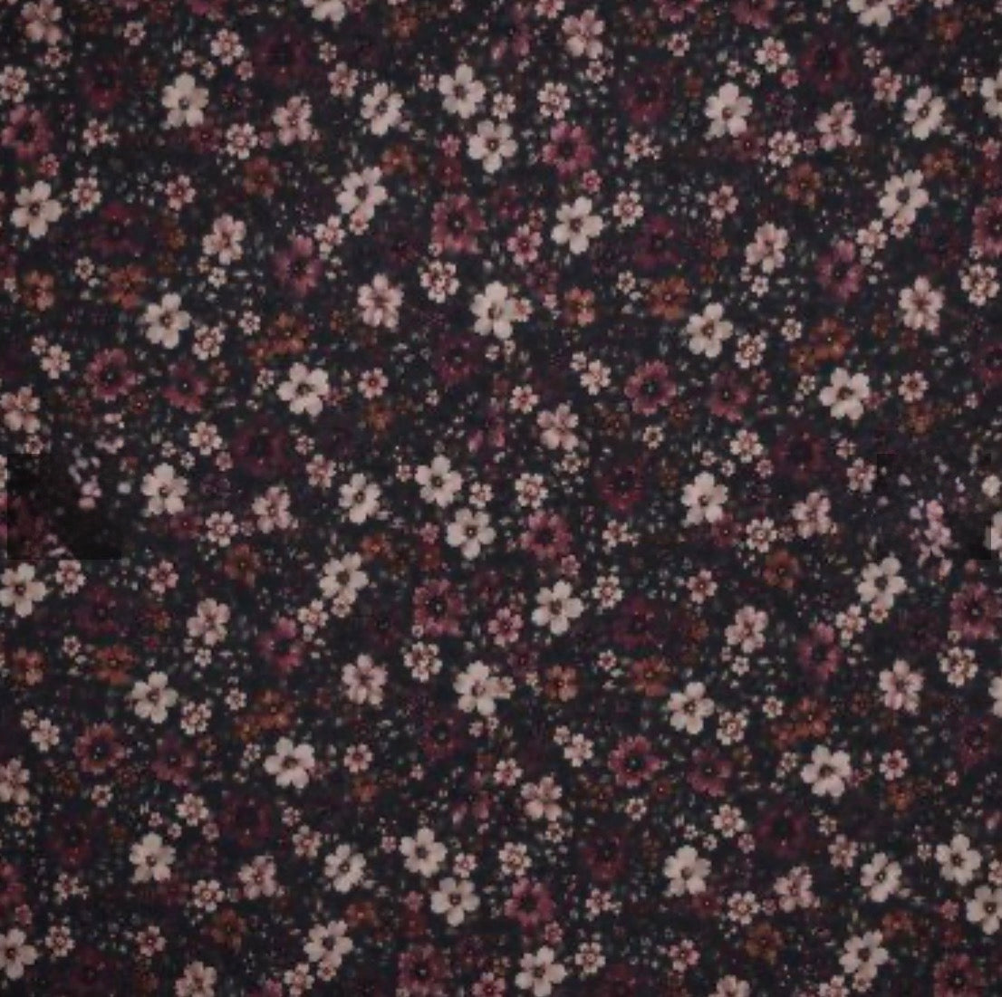Trikåtyg Dark flower Bordeaux