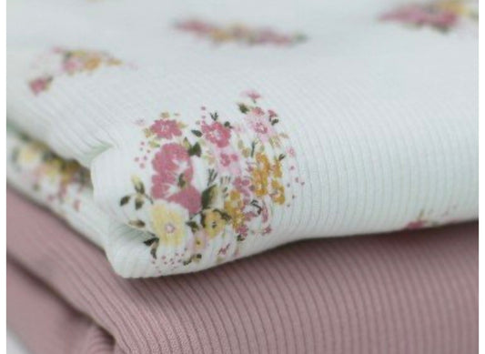 Rib Jersey blommor pastell