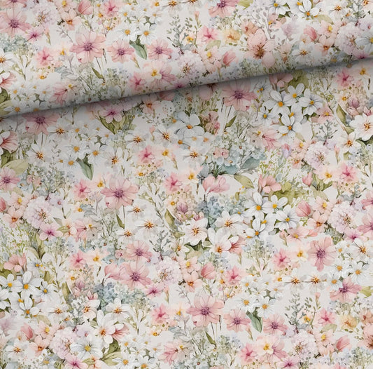 Trikåtyg sommarblommor