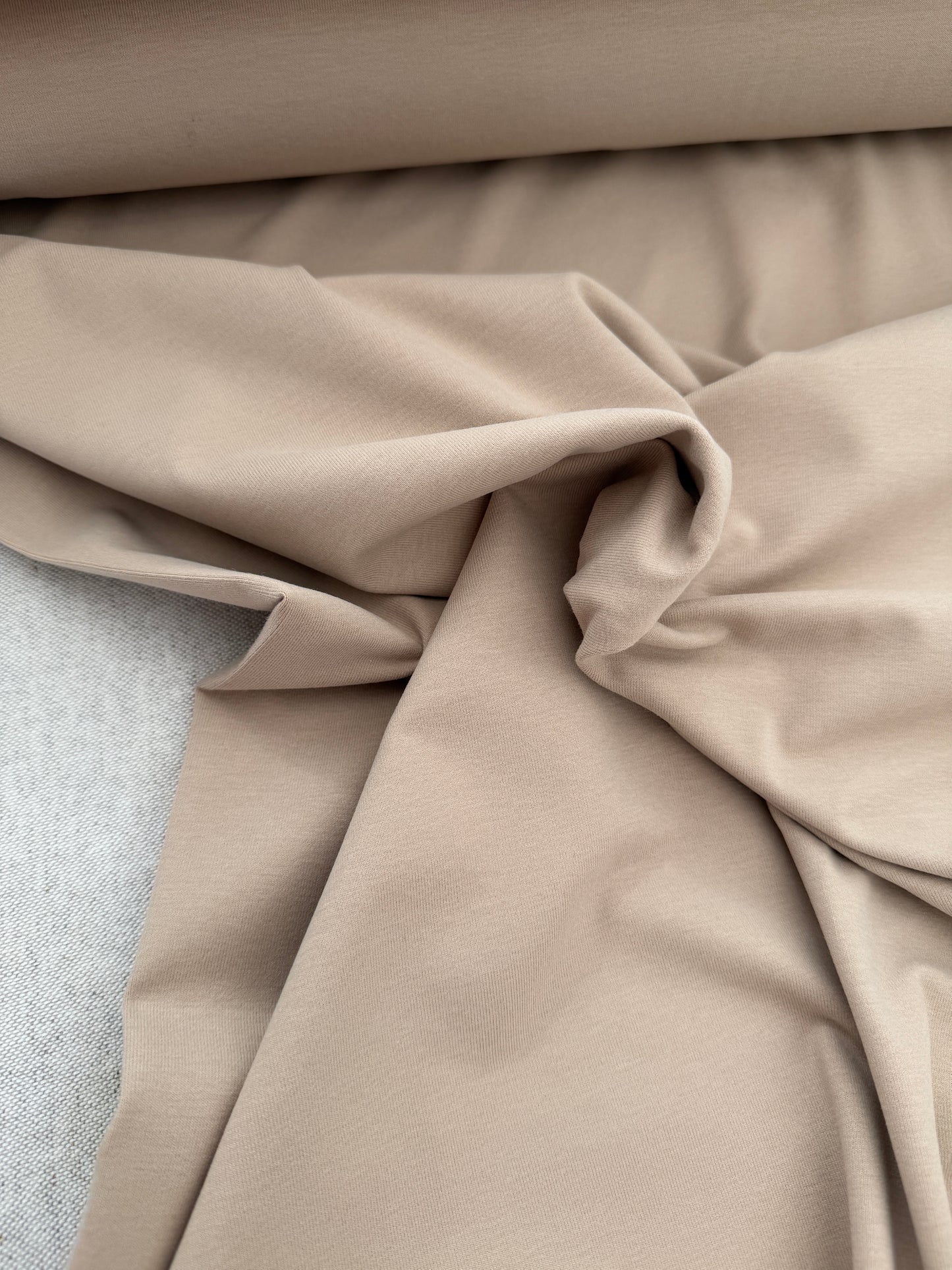 Trikåtyg Dark Beige, ekologisk bomull