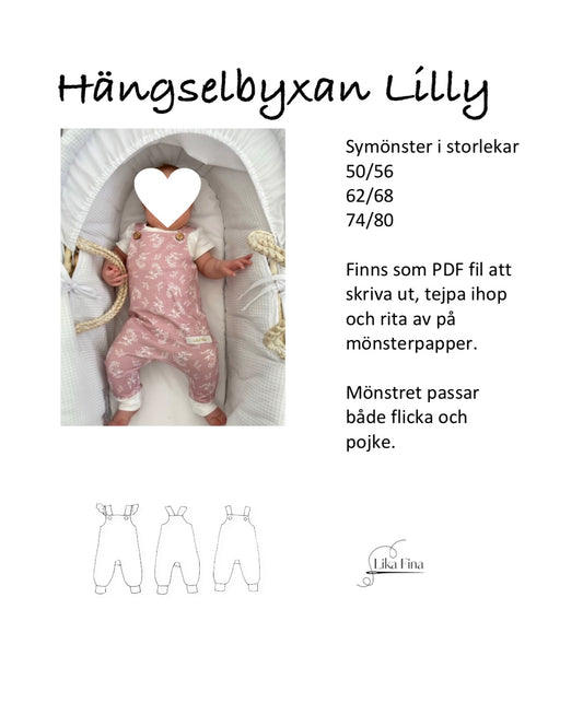 Symönster - Hängselbyxan Lilly. Stl 50/56, 62/68, 74/80