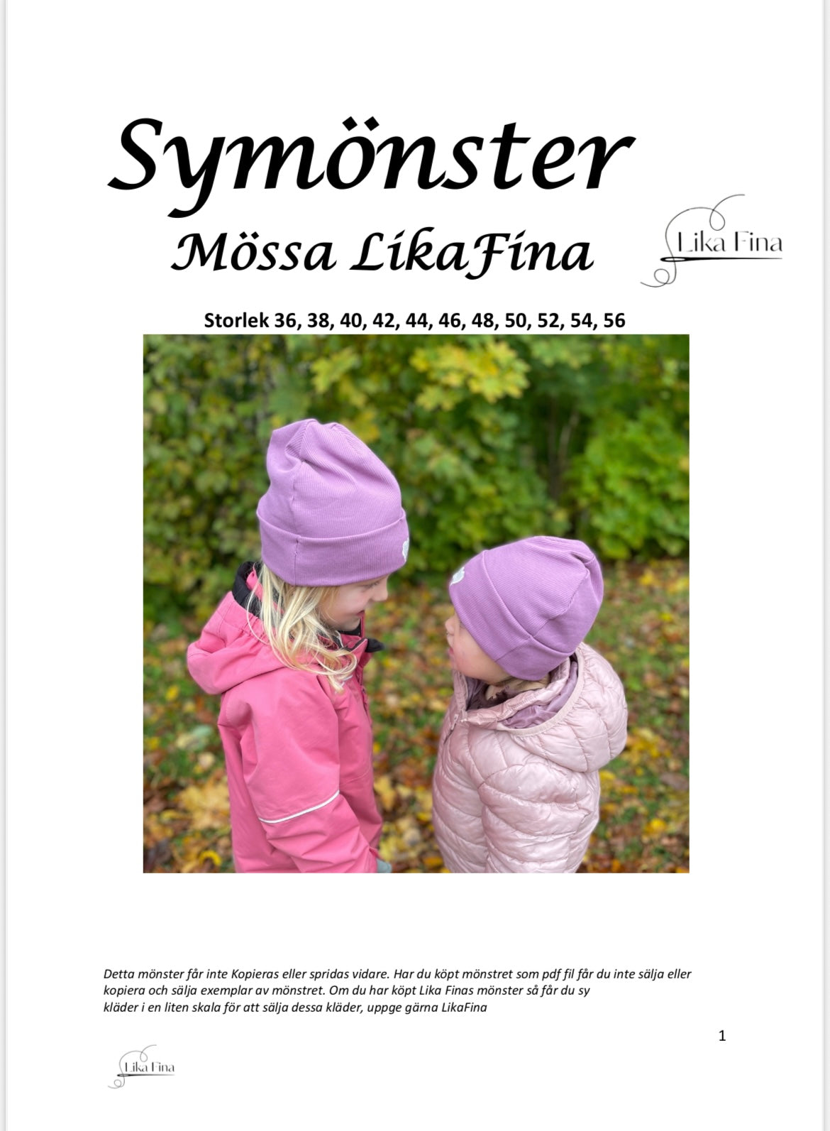 Symönster Mössa i ribbat tyg Stl 36-56