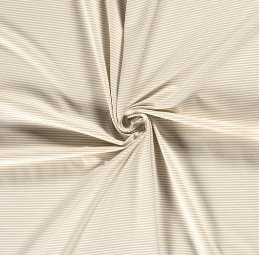 Randig jersey, stickade ränder, beige